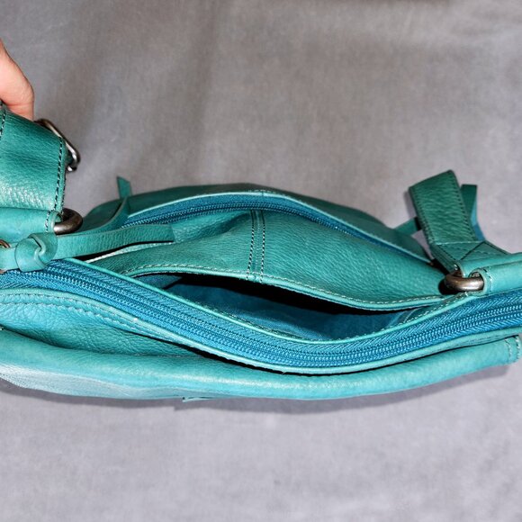 Vintage FOSSIL Morgan Traveler’s Bag Tidal Blue LARGE Crossbody Purse Handbag - Picture 7 of 9